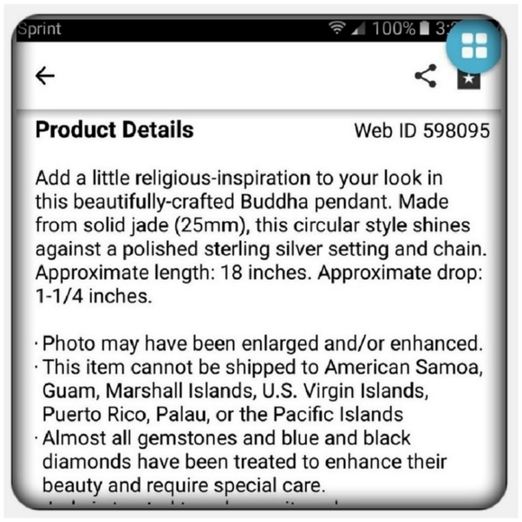 NWOT Genuine Green Jade & Sterling Buddha Pendant - Picture 6 of 6